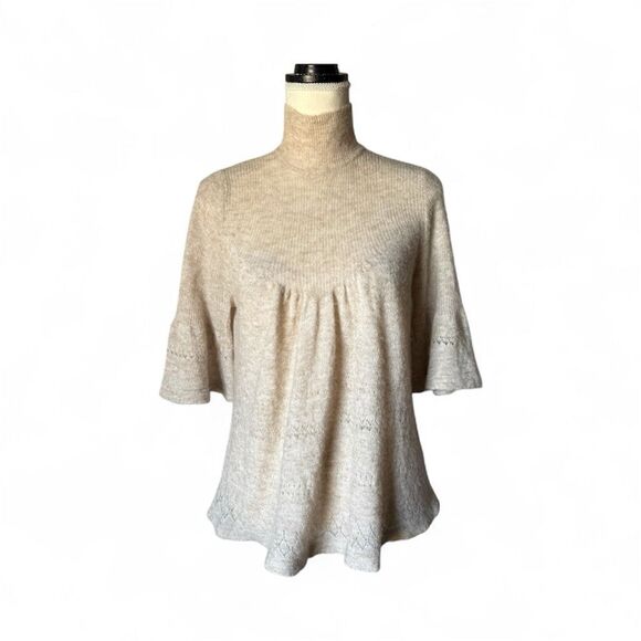 Feather Bone Anthropologie S Whitney Merino Alpaca Bell Sleeve Sweater - Picture 1 of 9
